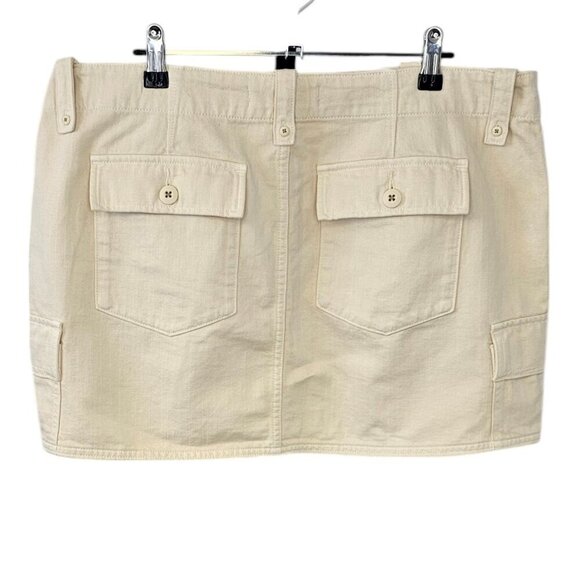 Denim Forum The 90's Utility Skirt, Cotton, Cream, Cargo, Utility, Mini,Size 32 - Picture 2 of 8